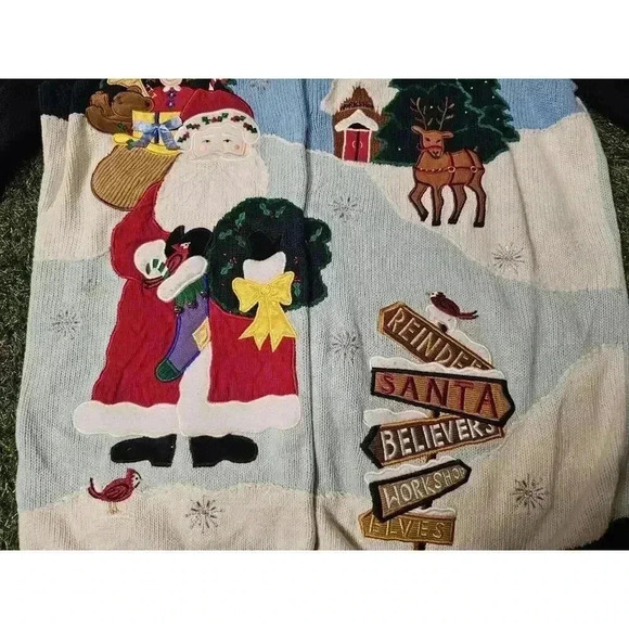 VINTAGE The Quacker Factory Cardigan Women Medium Sweater Embroidered V Neck - Picture 2 of 10